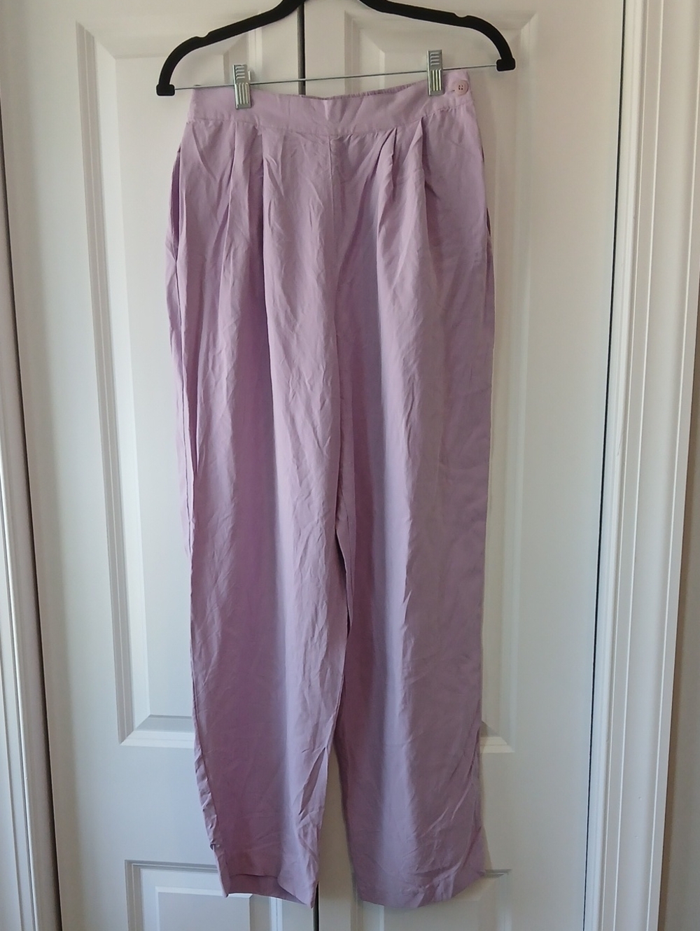 Vintage Rafaella Lavender Silk Pleated Pants With Elastic Waist